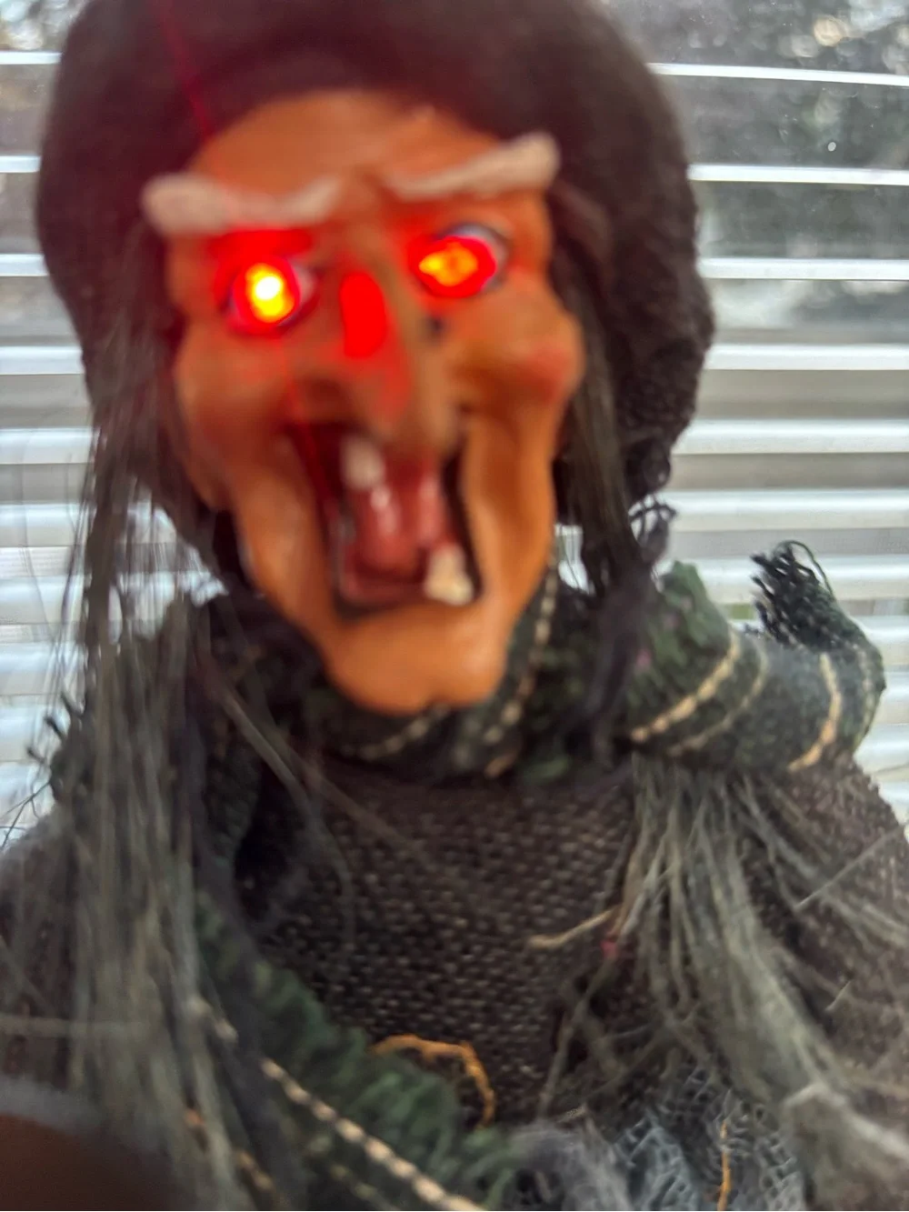 Vintage Halloween Hanging Witch on Broom Kicking